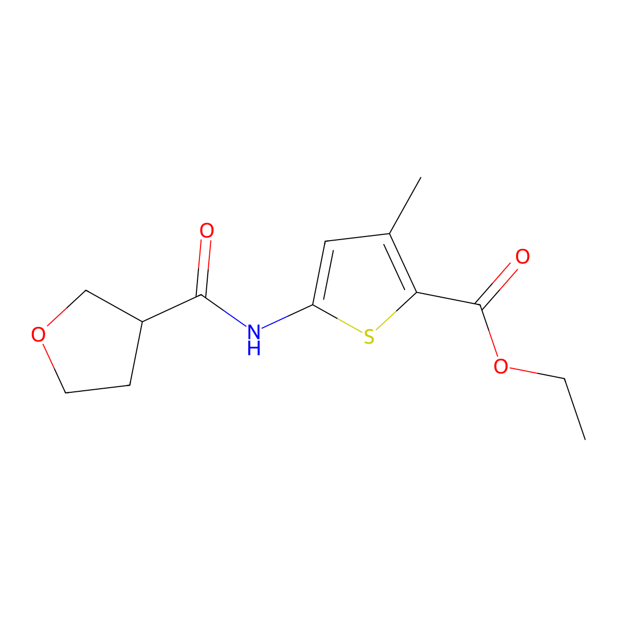 Ethyl 3-methyl-5-(tetrahydrofuran-3-carboxamido)thiophene-2-carboxylate molecular structure, CAS 1307452-31-8