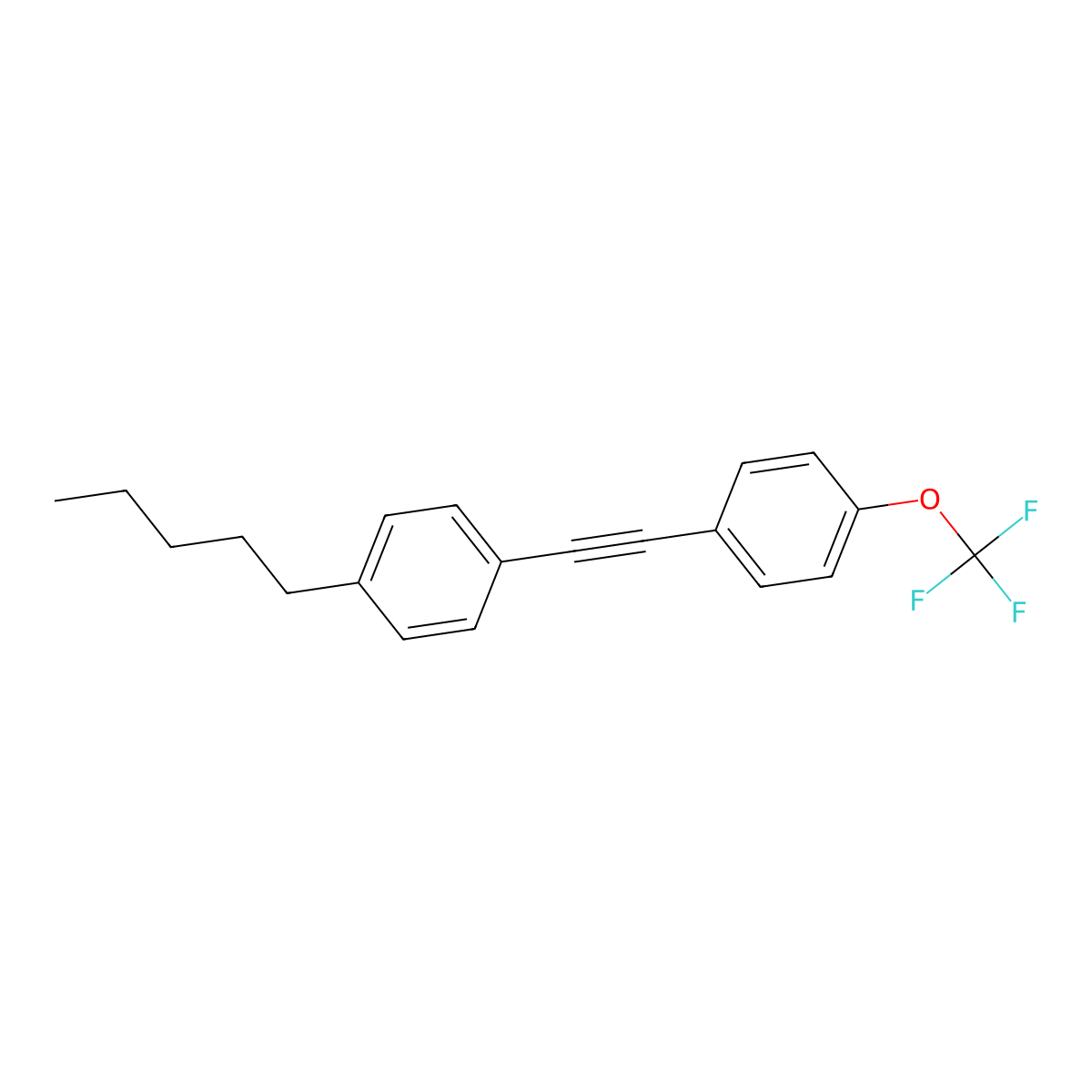 Benzene, 1-[(4-pentylphenyl)ethynyl]-4-(trifluoromethoxy)- molecular structure, CAS 130746-60-0