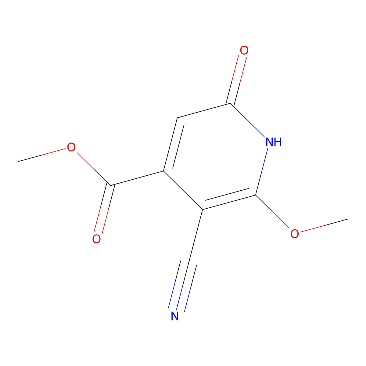 Methyl 5-cyano-6-methoxy-2-oxo-1,2-dihydropyridine-4-carboxylate molecular structure, CAS 130747-62-5