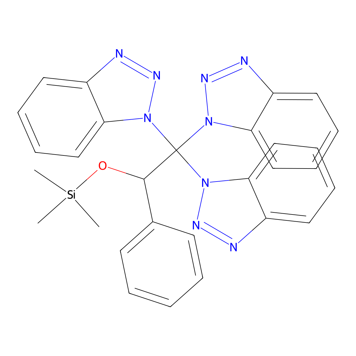 1-[1,1-Bis(1H-1,2,3-benzotriazol-1-yl)-2-phenyl-2-[(trimethylsilyl)oxy]ethyl]-1H-1,2,3-benzotriazole molecular structure, CAS 130749-21-2