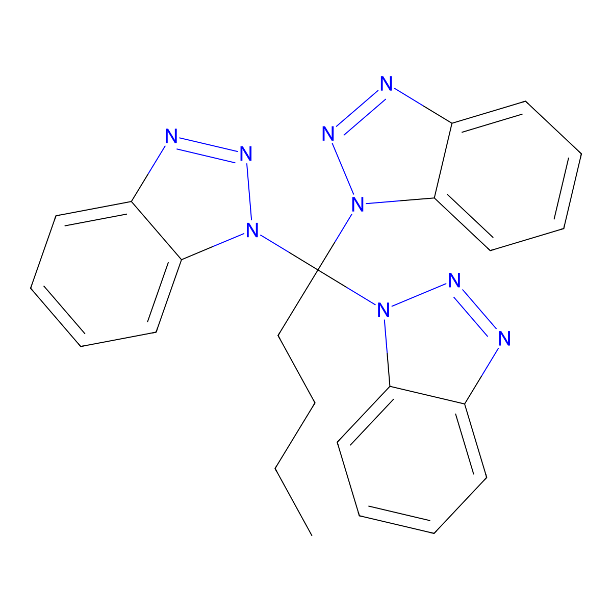 1-[1,1-Bis(1H-1,2,3-benzotriazol-1-yl)pentyl]-1H-1,2,3-benzotriazole molecular structure, CAS 130749-23-4