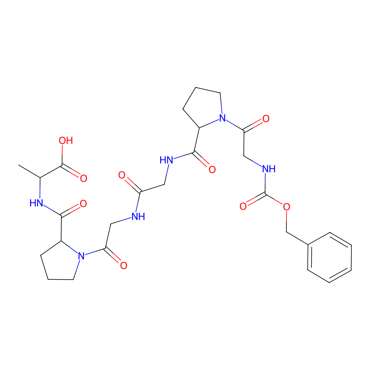 N-Carbobenzoxyglycyl-prolyl-glycyl-glycyl-prolyl-alanine molecular structure, CAS 13075-38-2