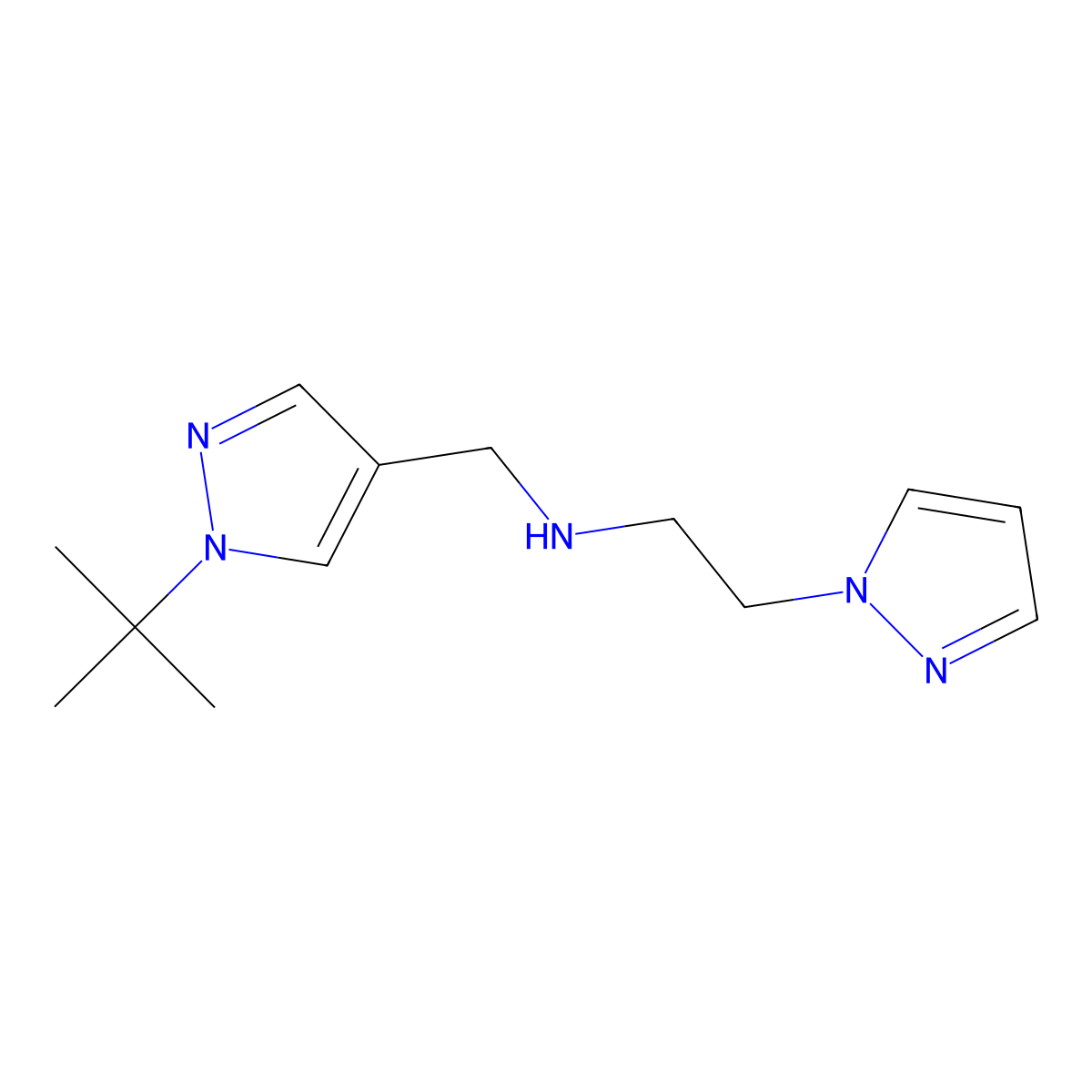 n-((1-(Tert-butyl)-1h-pyrazol-4-yl)methyl)-2-(1h-pyrazol-1-yl)ethan-1-amine molecular structure, CAS 1307514-54-0