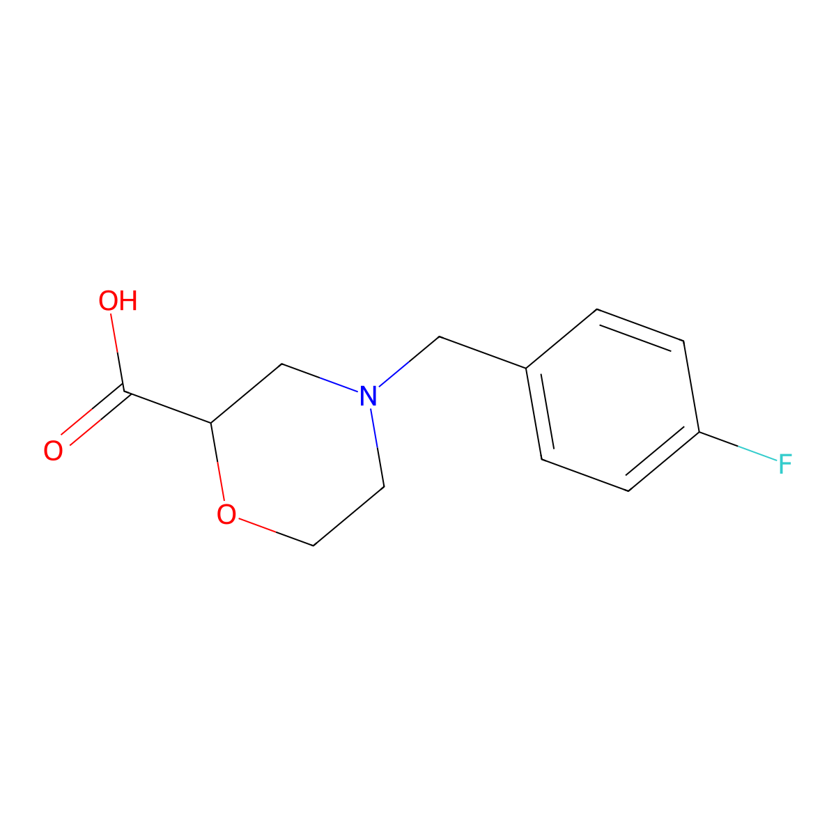 4-(4-Fluorobenzyl)morpholine-2-carboxylic acid molecular structure, CAS 1307552-06-2