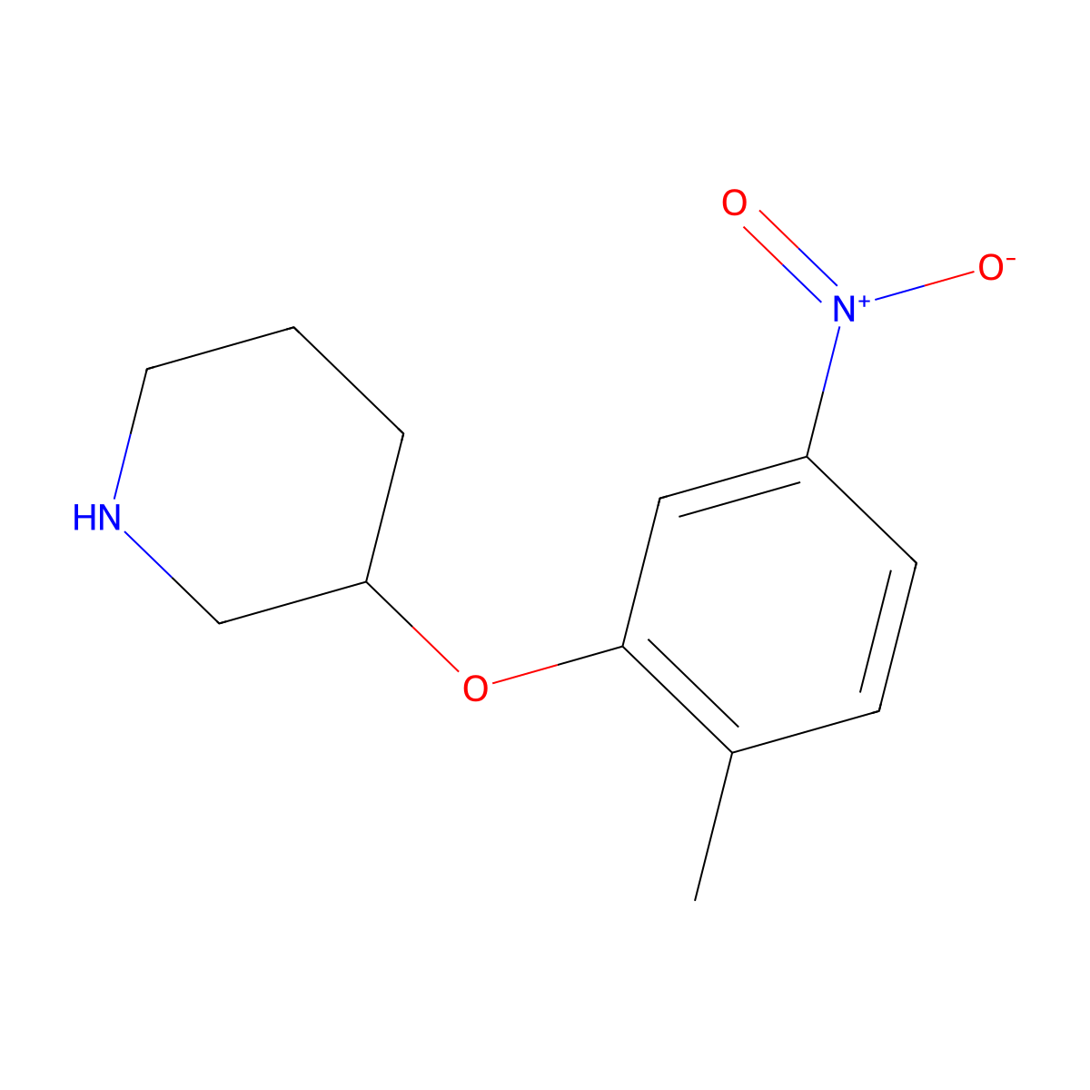 3-(2-Methyl-5-nitrophenoxy)piperidine molecular structure, CAS 1307571-95-4