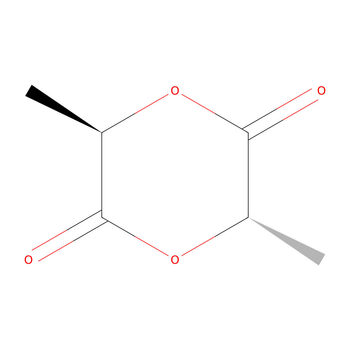 1,4-Dioxane-2,5-dione, 3,6-dimethyl-, (3R,6S)-rel- molecular structure, CAS 13076-19-2
