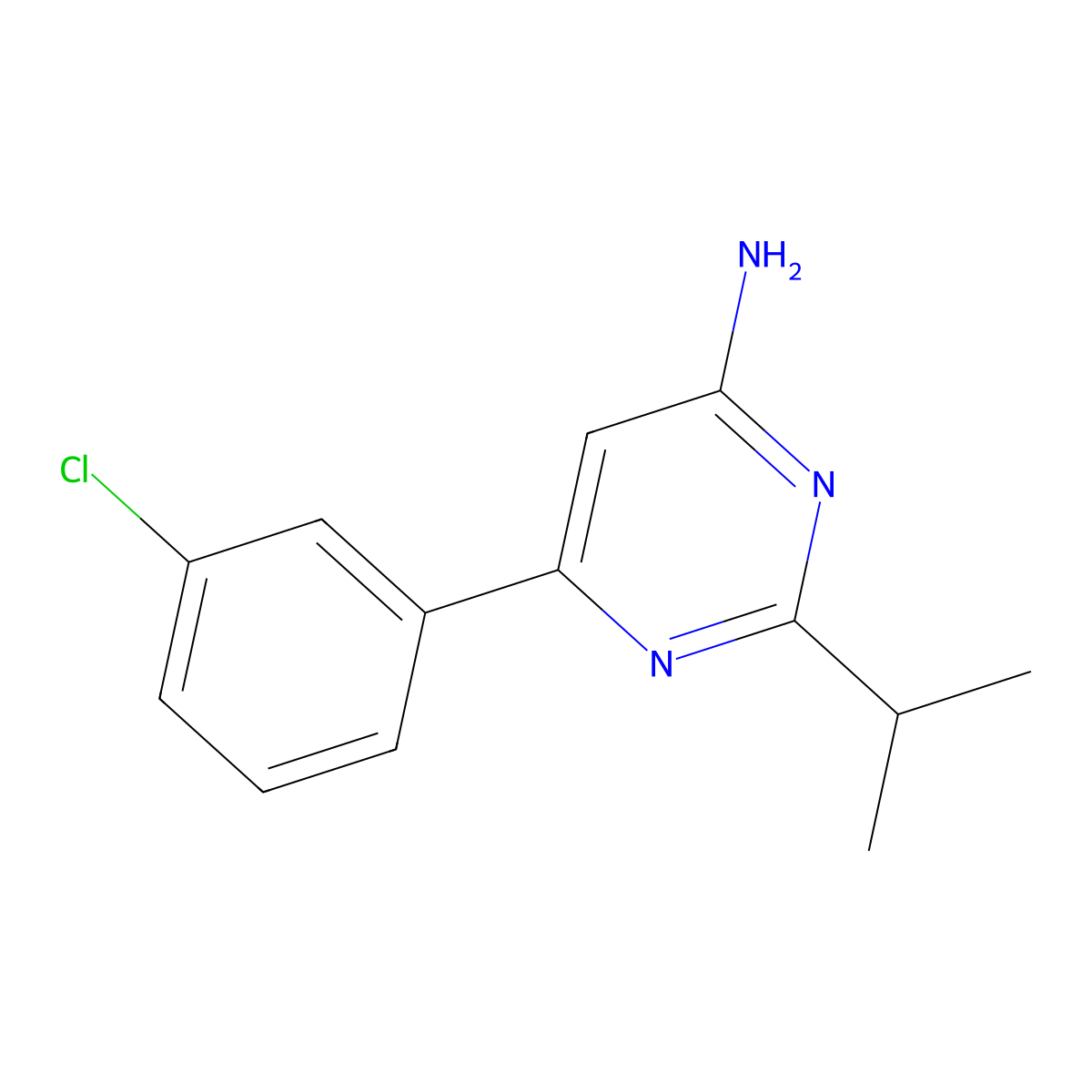 4-Amino-6-(3-chlorophenyl)-2-(iso-propyl)pyrimidine molecular structure, CAS 1307636-21-0