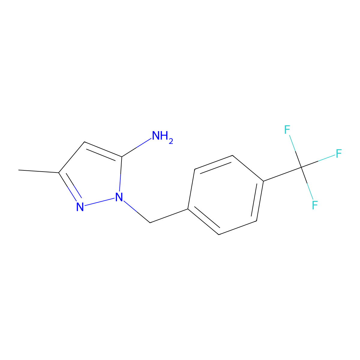 5-Methyl-2-(4-trifluoromethylbenzyl)-2H-pyrazol-3-ylamine molecular structure, CAS 1307705-43-6