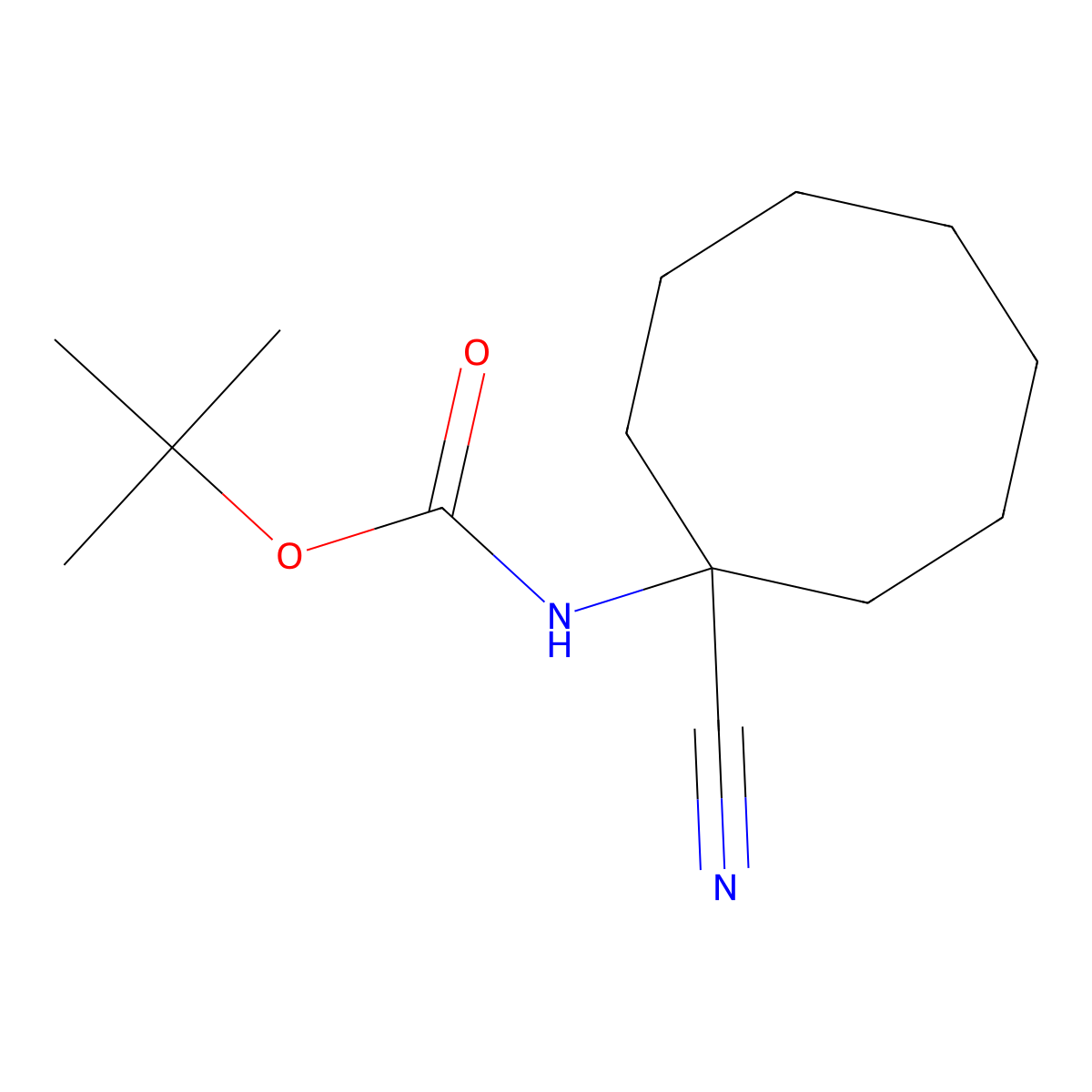 tert-butyl N-(1-cyanocyclooctyl)carbamate molecular structure, CAS 1307715-61-2