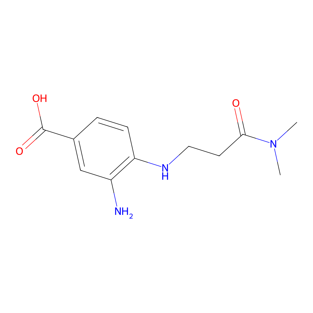 3-Amino-4-{[2-(dimethylcarbamoyl)ethyl]amino}benzoic acid molecular structure, CAS 1307776-96-0