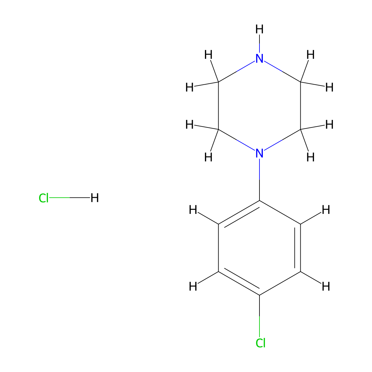 1-(4-Chlorophenyl)piperazine Hydrochloride molecular structure, CAS 13078-12-1
