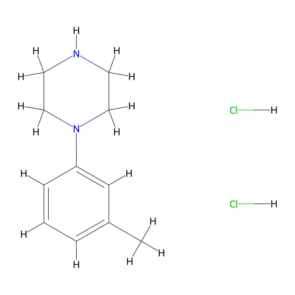 1-(m-Tolyl)piperazine dihydrochloride molecular structure, CAS 13078-13-2