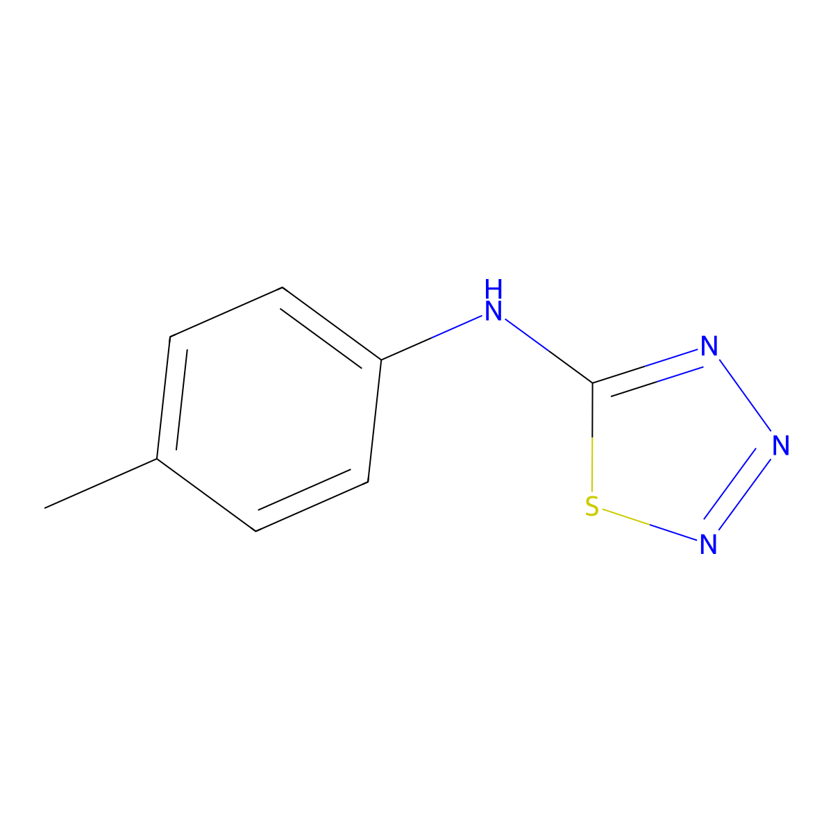 N-(4-methylphenyl)-1,2,3,4-thiatriazol-5-amine molecular structure, CAS 13078-28-9