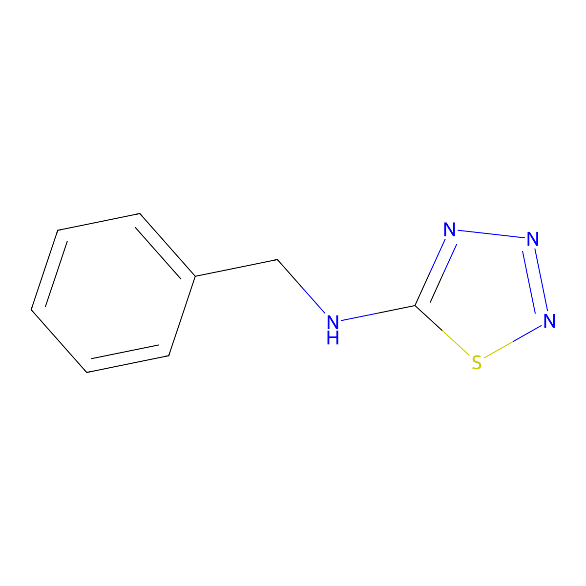 N-benzyl-1,2,3,4-thiatriazol-5-amine molecular structure, CAS 13078-31-4