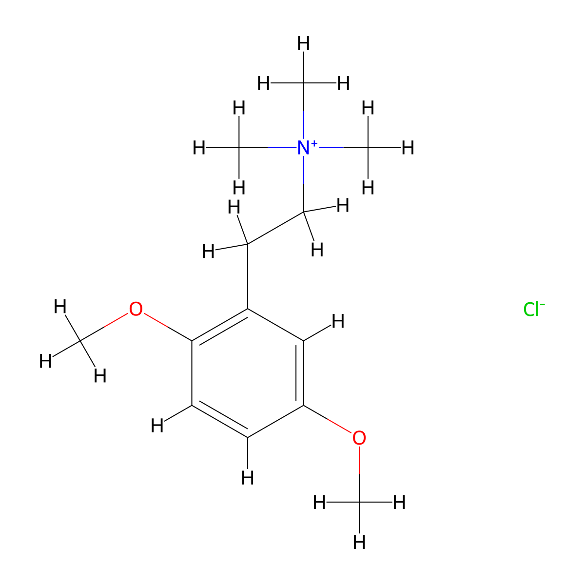 2-(2,5-Dimethoxyphenyl)-N,N,N-trimethylethan-1-aminium chloride molecular structure, CAS 13078-70-1