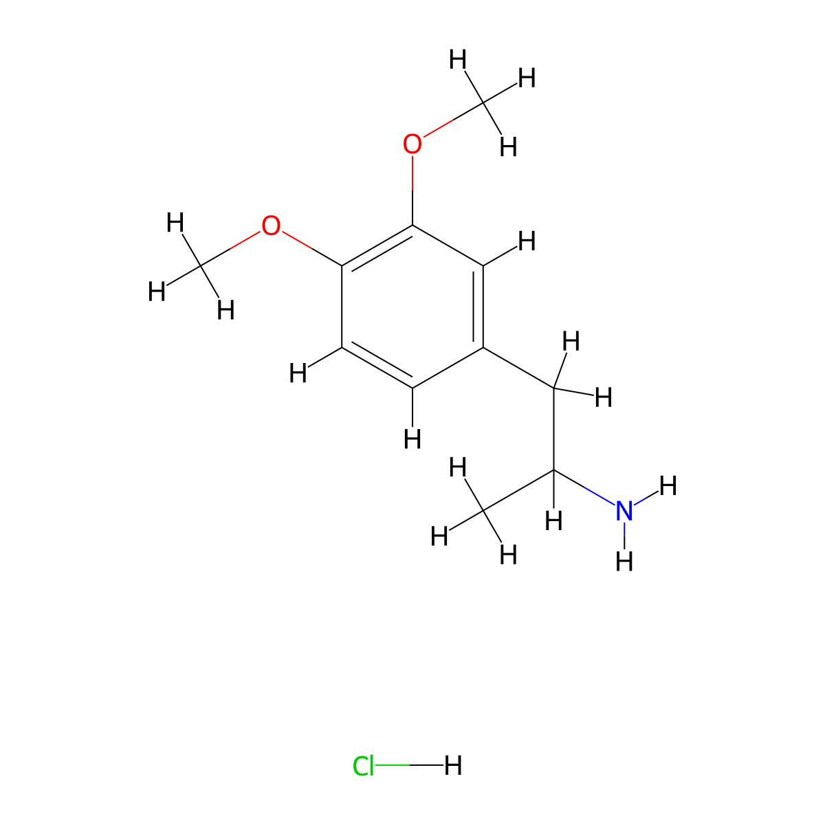3,4-Dimethoxyamphetamine hydrochloride molecular structure, CAS 13078-75-6