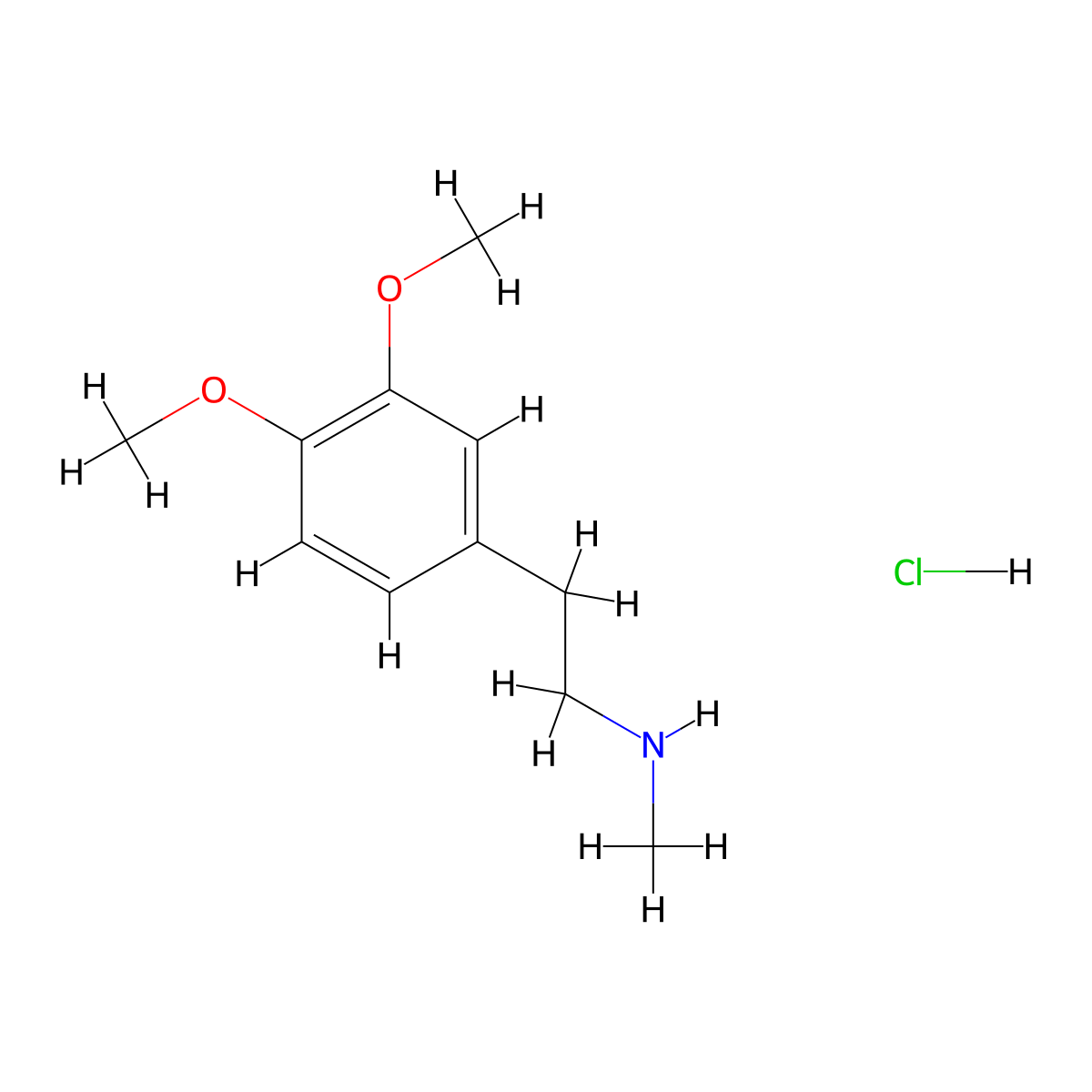 3,4-dimethoxy-N-methylphenethylamine hydrochloride molecular structure, CAS 13078-76-7
