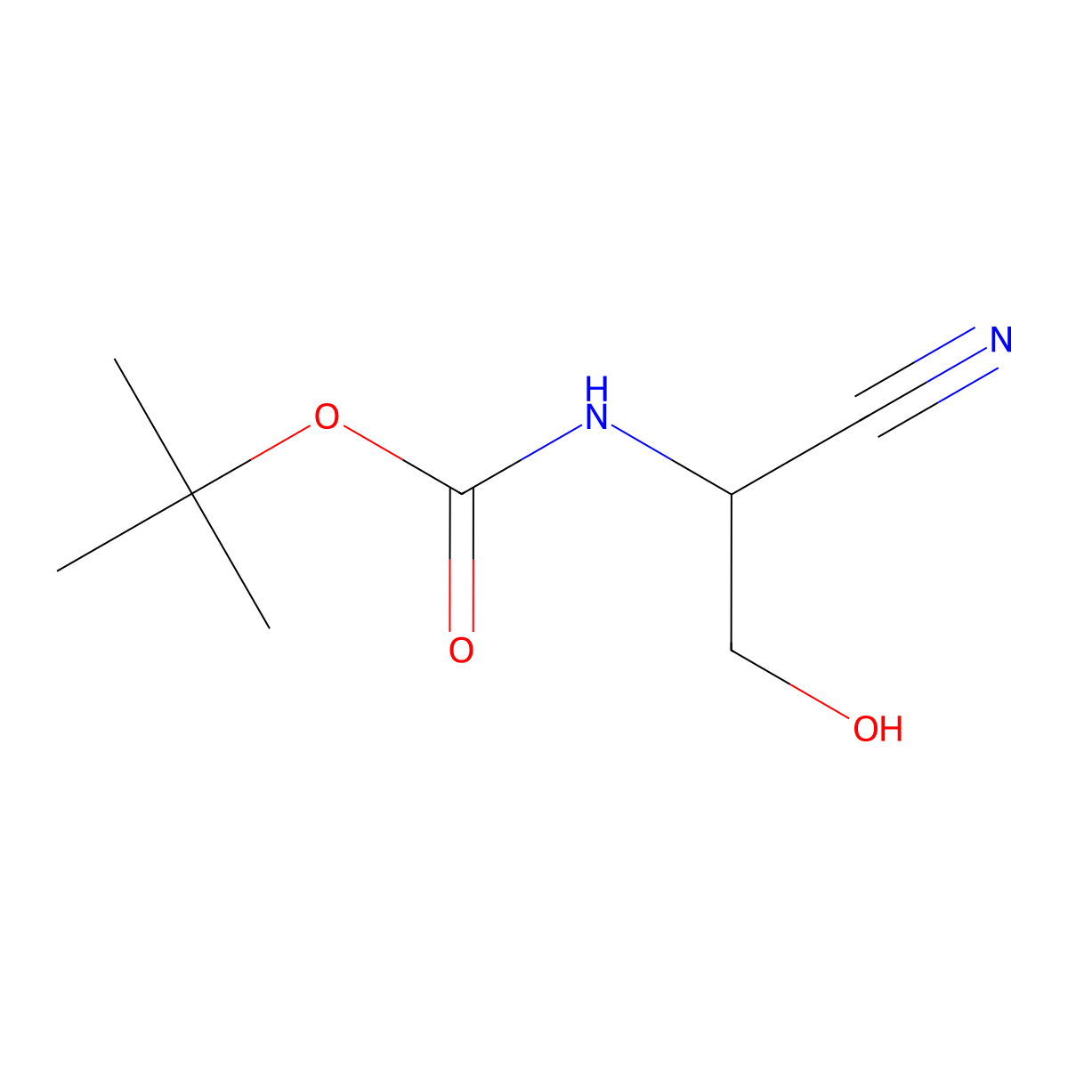 tert-Butyl (1-cyano-2-hydroxyethyl)carbamate molecular structure, CAS 130780-94-8