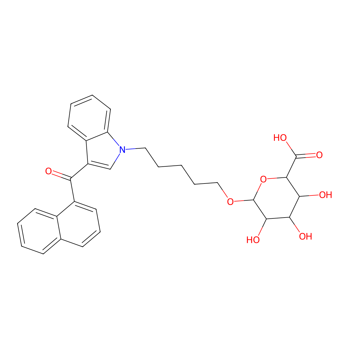 JWH 018 N-(5-hydroxypentyl) beta-D-Glucuronide molecular structure, CAS 1307803-55-9
