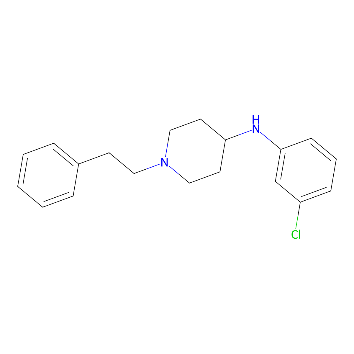 N-(3-chlorophenyl)-1-(2-phenylethyl)-4-piperidinamine molecular structure, CAS 1307806-90-1