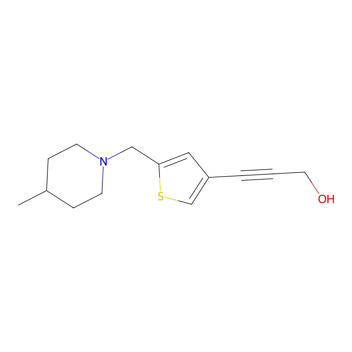 3-(5-((4-Methylpiperidin-1-yl)methyl)thiophen-3-yl)prop-2-yn-1-ol molecular structure, CAS 1307820-11-6