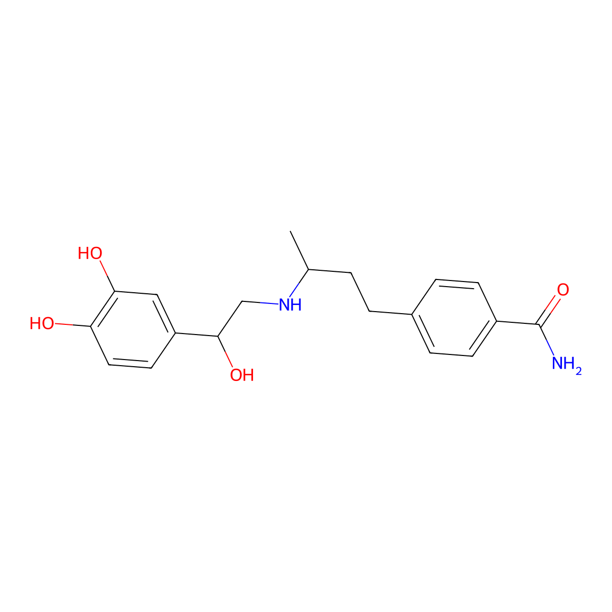 1-(3,4-Dihydroxyphenyl)-2-(3-(4-carbamylphenyl)-1-methylpropylamino)ethanol molecular structure, CAS 130783-39-0
