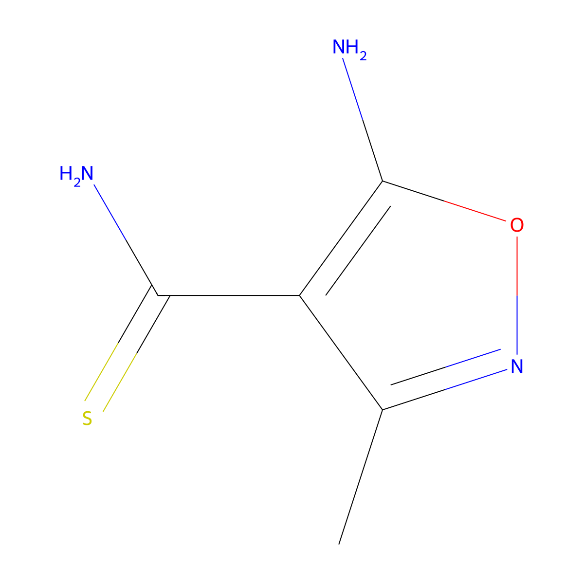 5-Amino-3-methyl-1,2-oxazole-4-carbothioamide molecular structure, CAS 130783-67-4