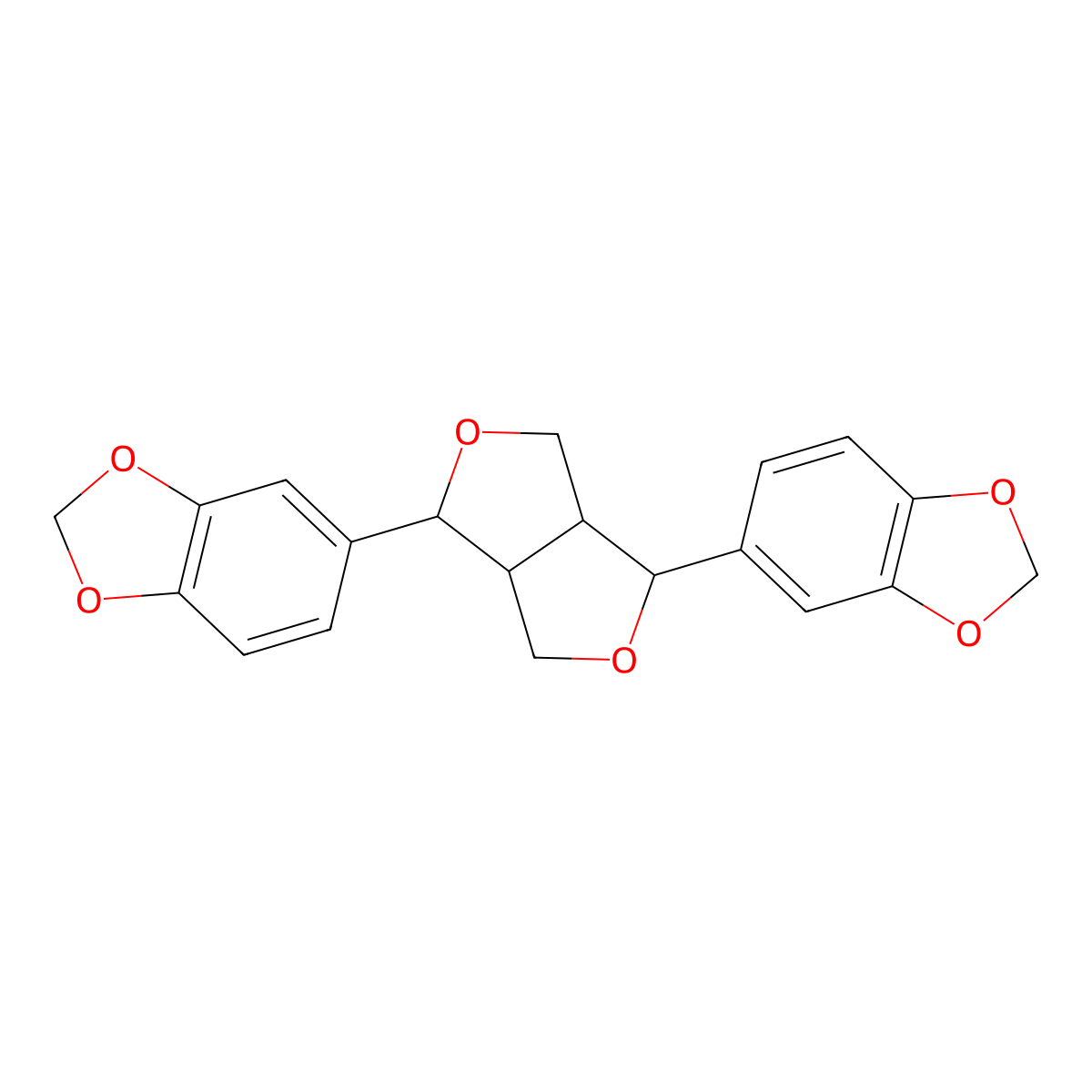 Sesamin, (-)- molecular structure, CAS 13079-95-3