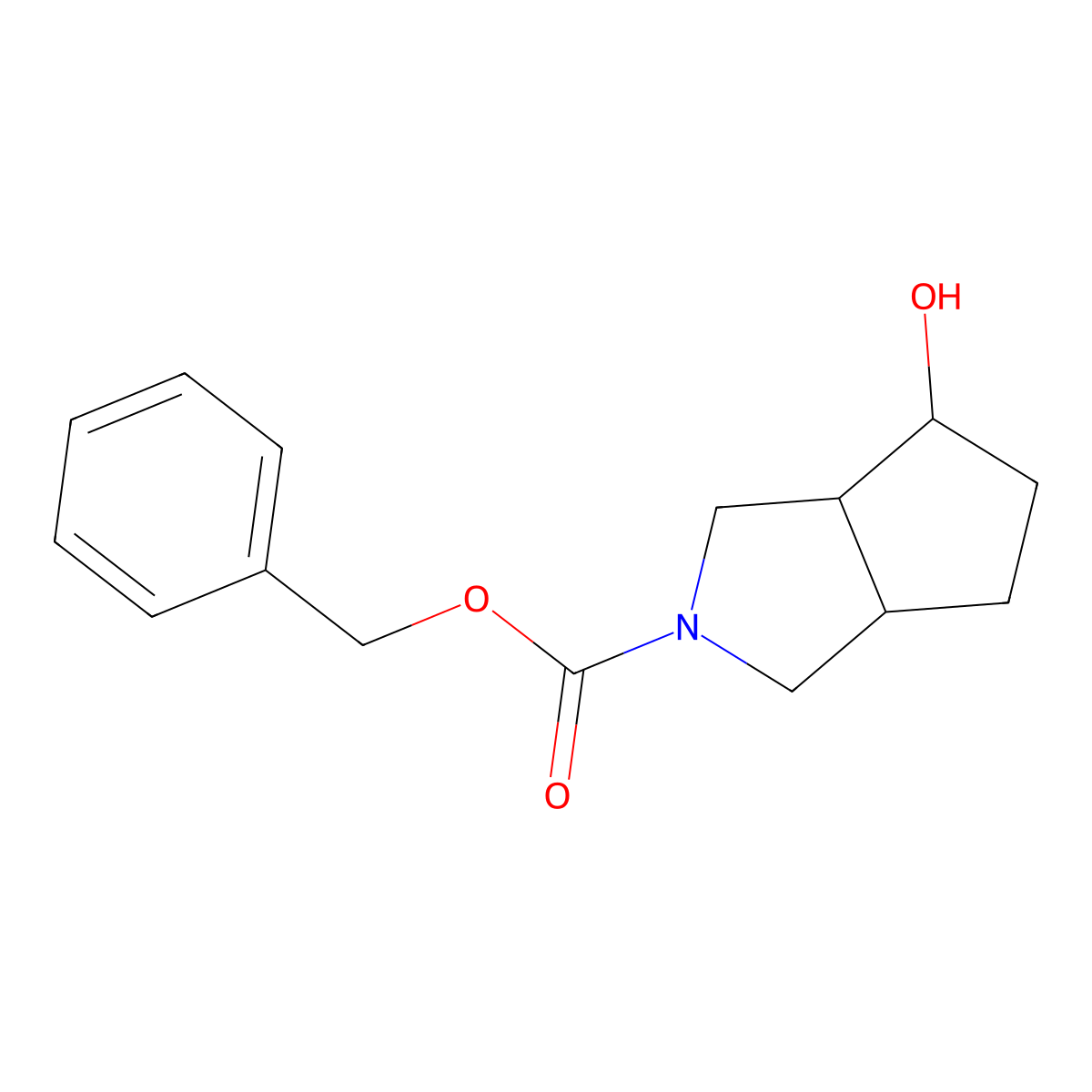 rac-benzyl (3aR,4R,6aS)-4-hydroxy-octahydrocyclopenta[c]pyrrole-2-carboxylate molecular structure, CAS 130792-88-0