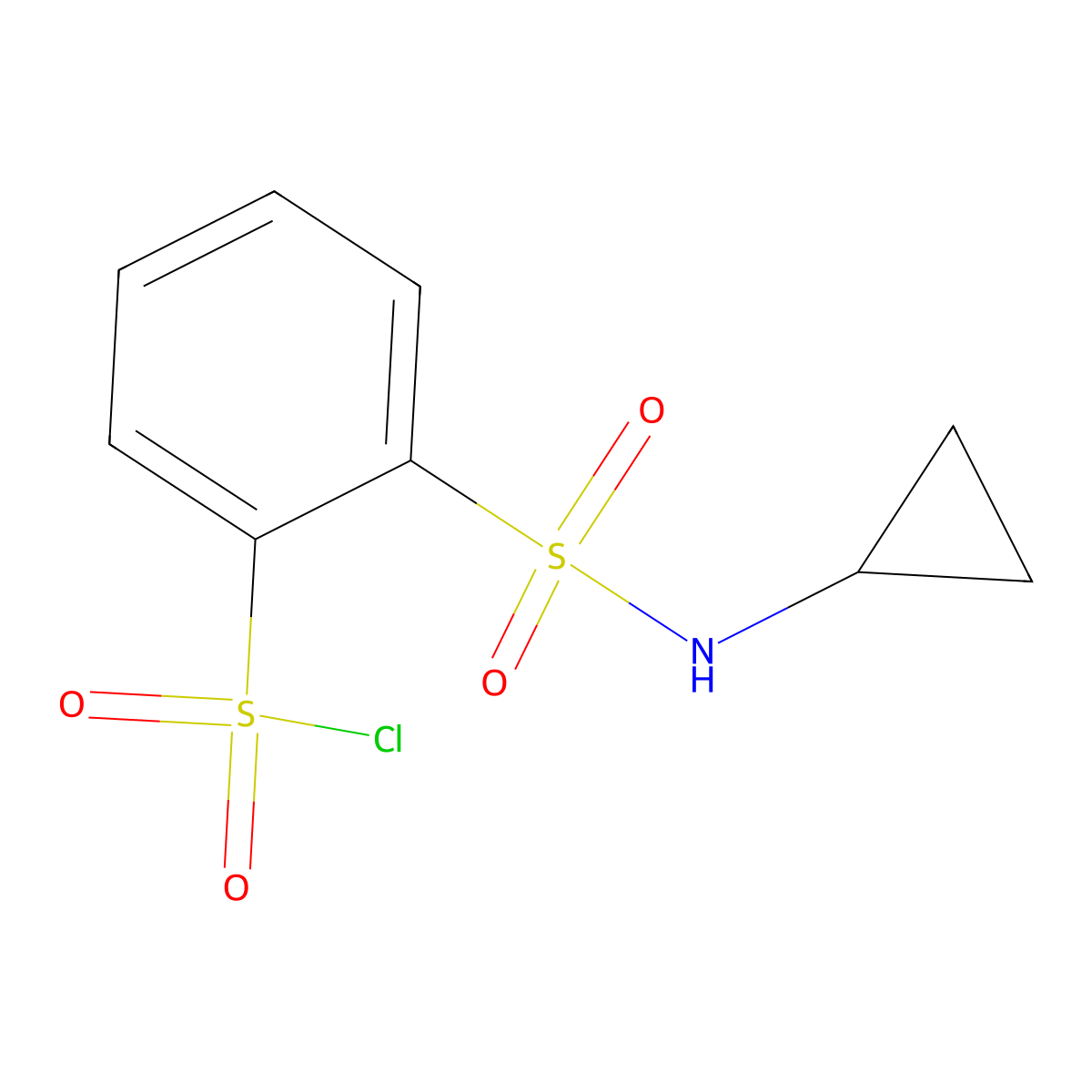 2-(Cyclopropylsulfamoyl)benzene-1-sulfonyl chloride molecular structure, CAS 1307962-30-6