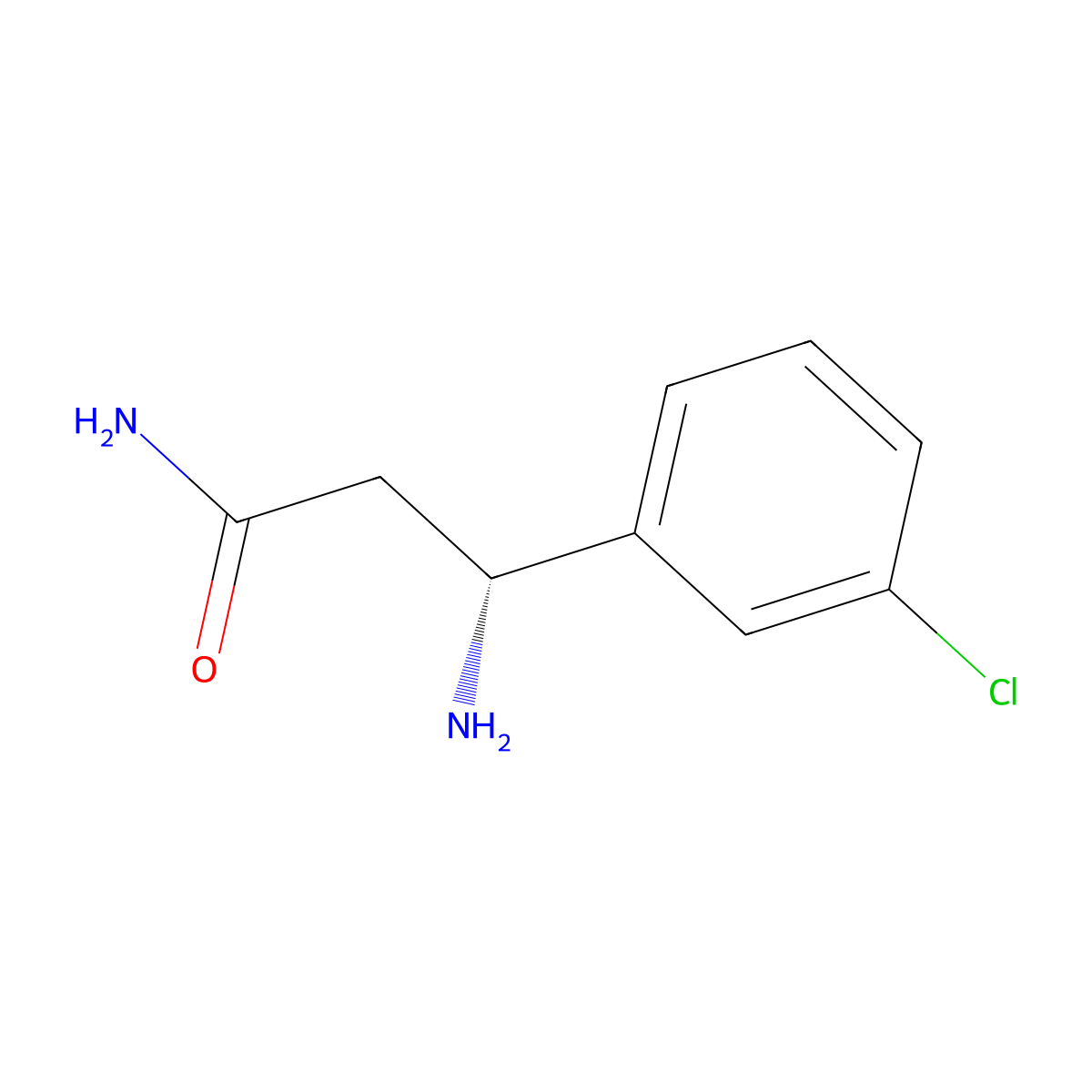(3R)-3-amino-3-(3-chlorophenyl)propanamide molecular structure, CAS 1307988-10-8