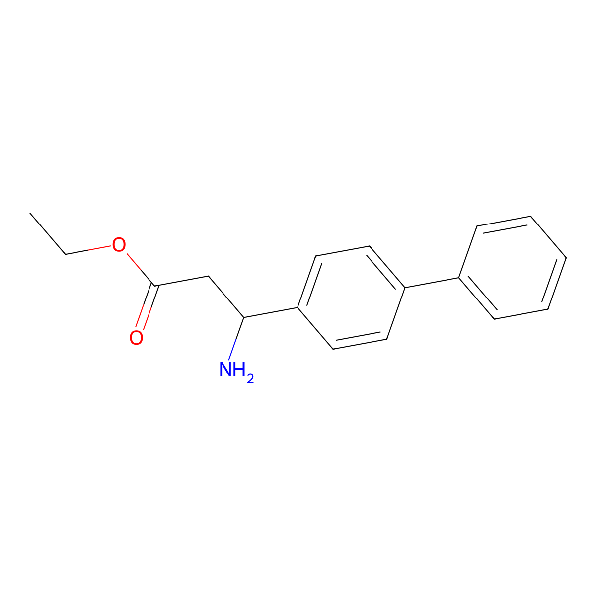 ethyl (3S)-3-amino-3-{[1,1'-biphenyl]-4-yl}propanoate molecular structure, CAS 1307991-67-8