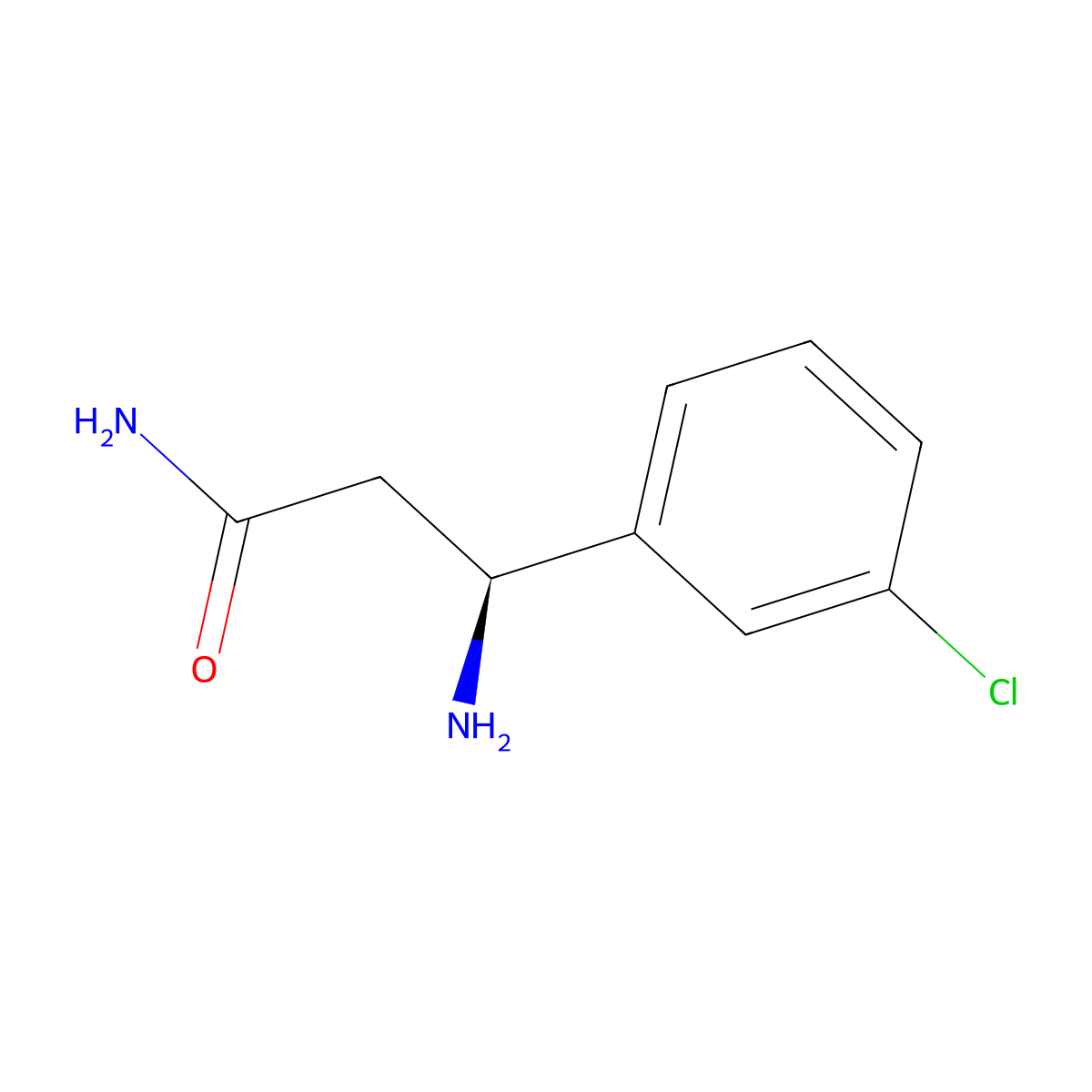 (3S)-3-amino-3-(3-chlorophenyl)propanamide molecular structure, CAS 1307991-87-2
