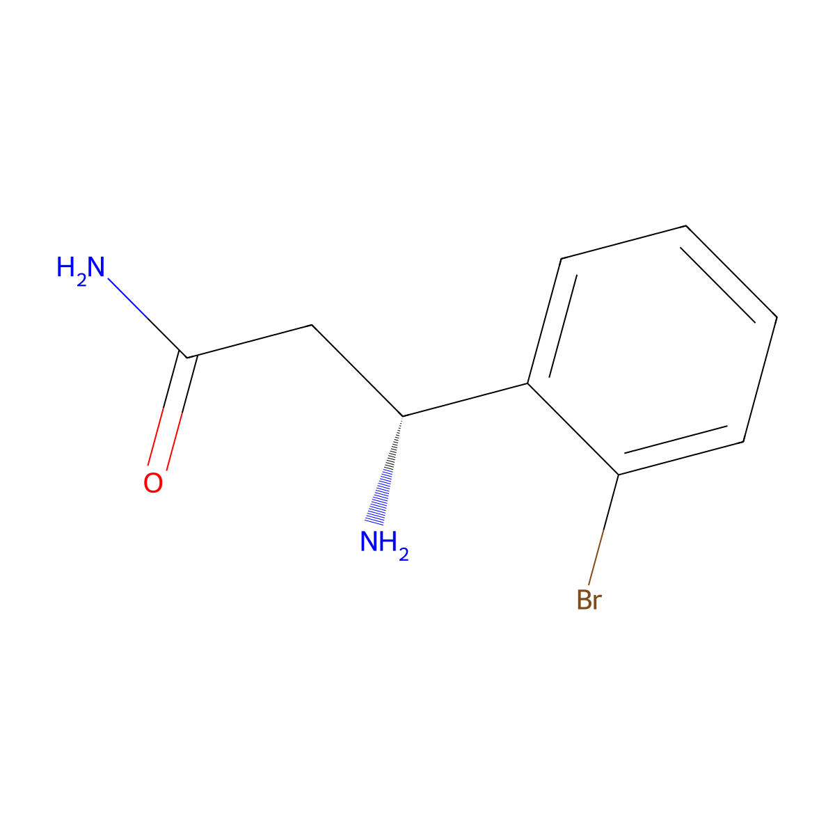 (3R)-3-amino-3-(2-bromophenyl)propanamide molecular structure, CAS 1307991-95-2