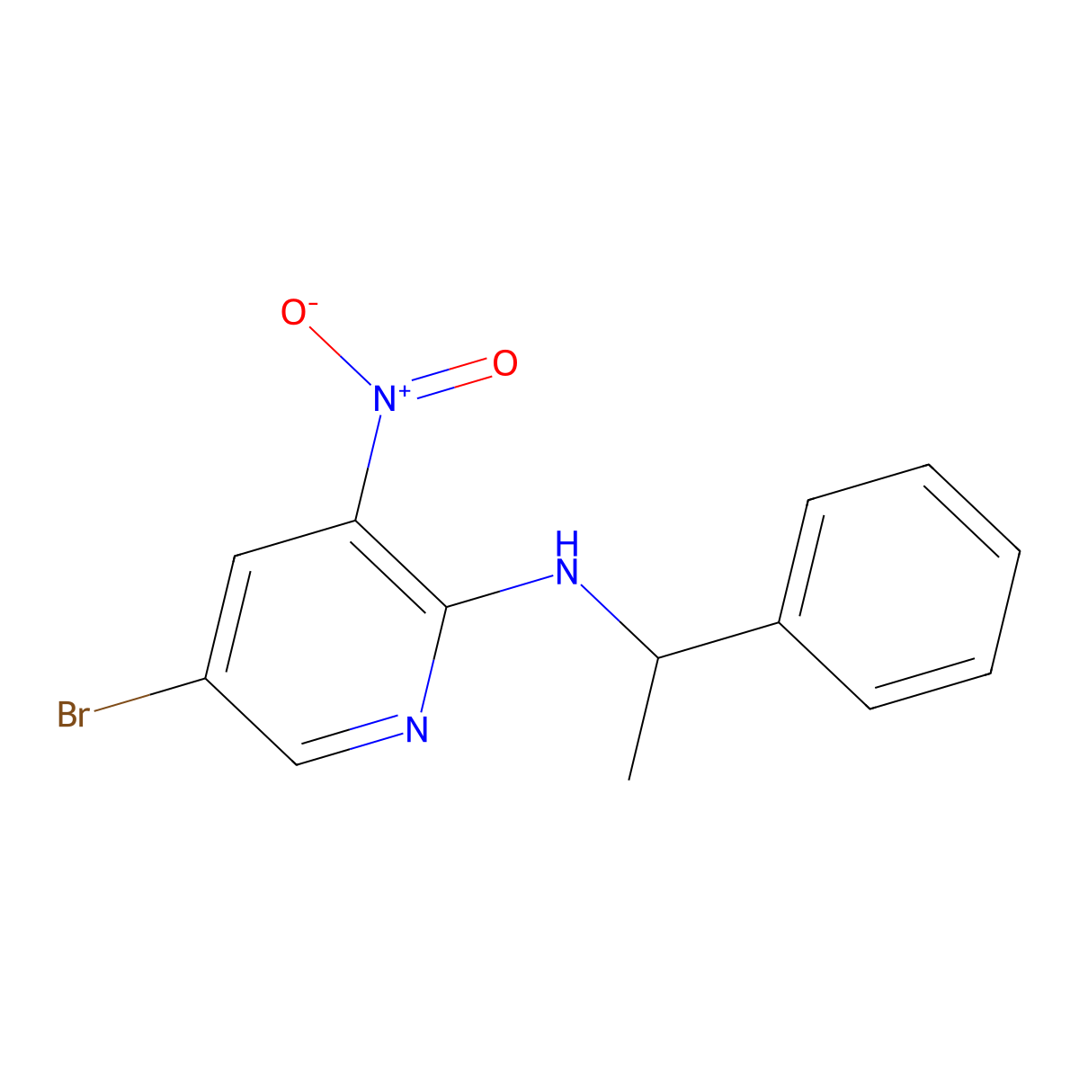 5-bromo-3-nitro-N-(1-phenylethyl)pyridin-2-amine molecular structure, CAS 1307996-20-8
