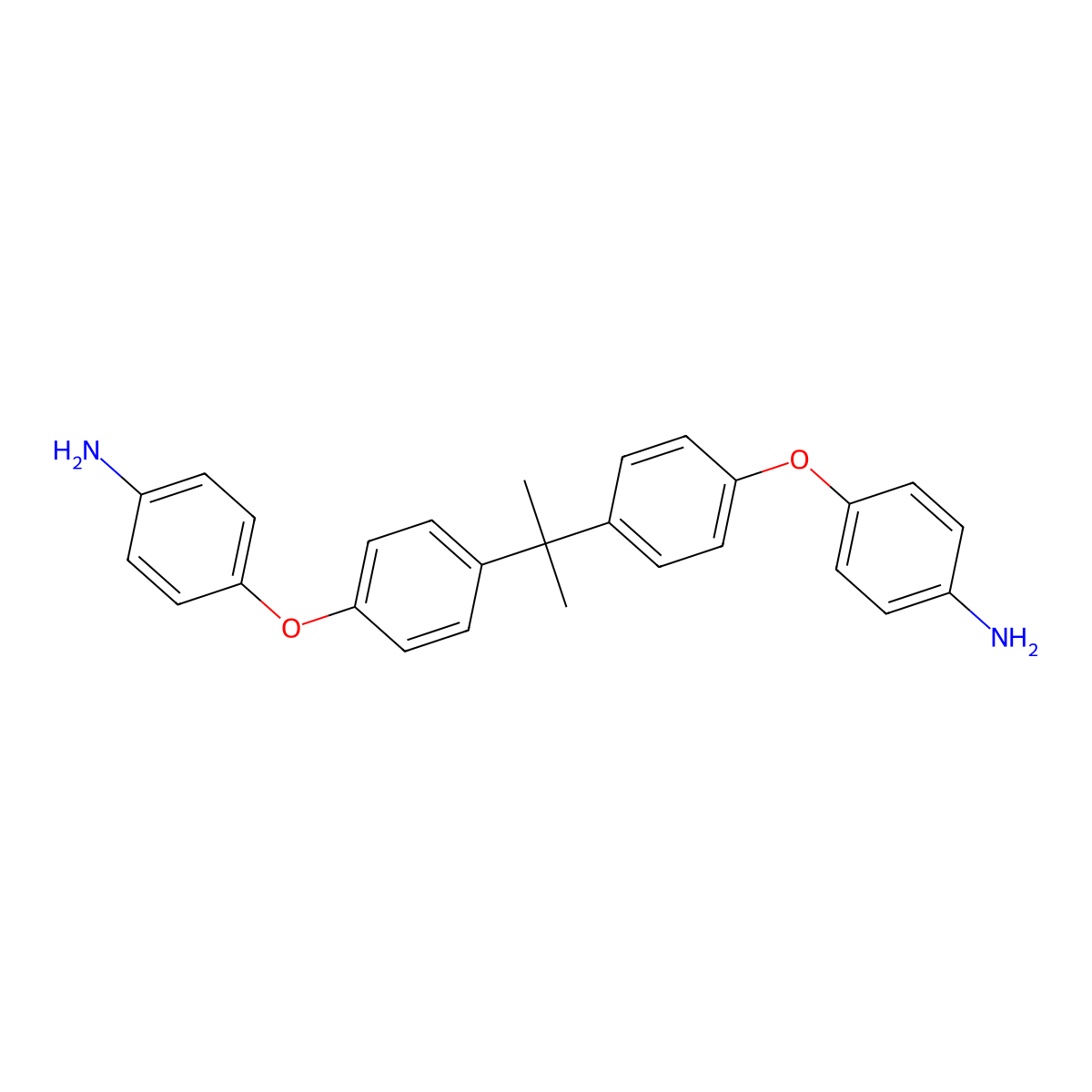 4,4'-(Isopropylidenebis(4,1-phenyleneoxy))dianiline molecular structure, CAS 13080-86-9