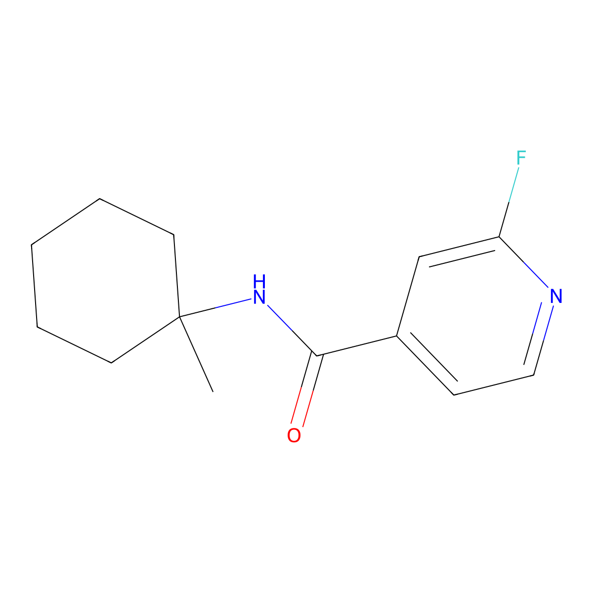 2-fluoro-N-(1-methylcyclohexyl)pyridine-4-carboxamide molecular structure, CAS 1308019-10-4