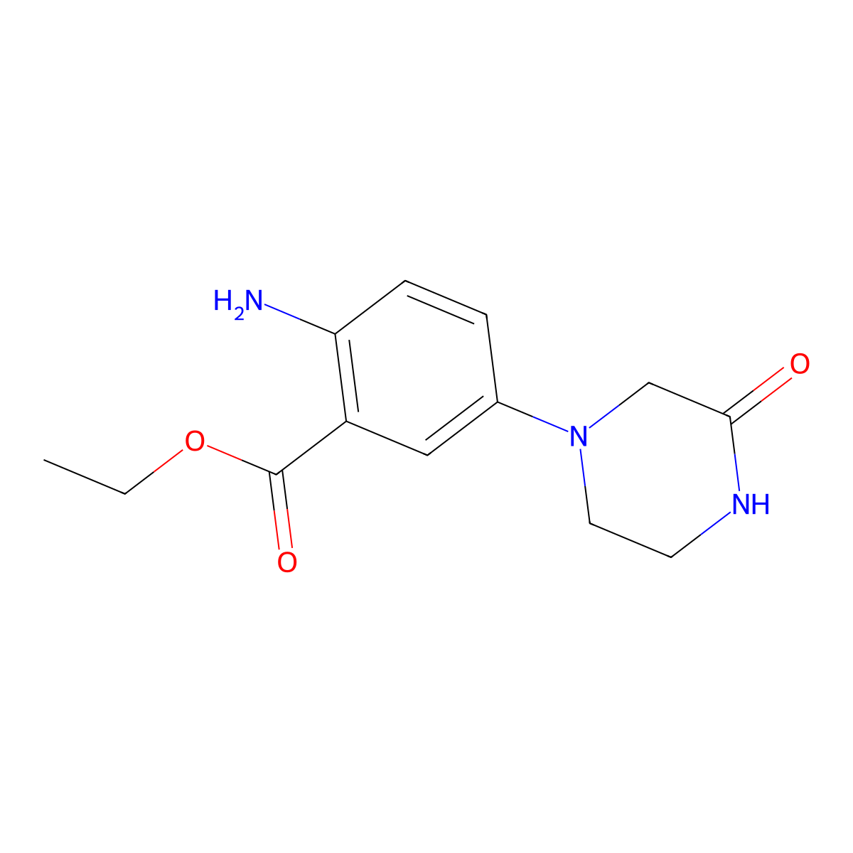 Ethyl 2-amino-5-(3-oxopiperazin-1-yl)benzoate molecular structure, CAS 1308033-63-7