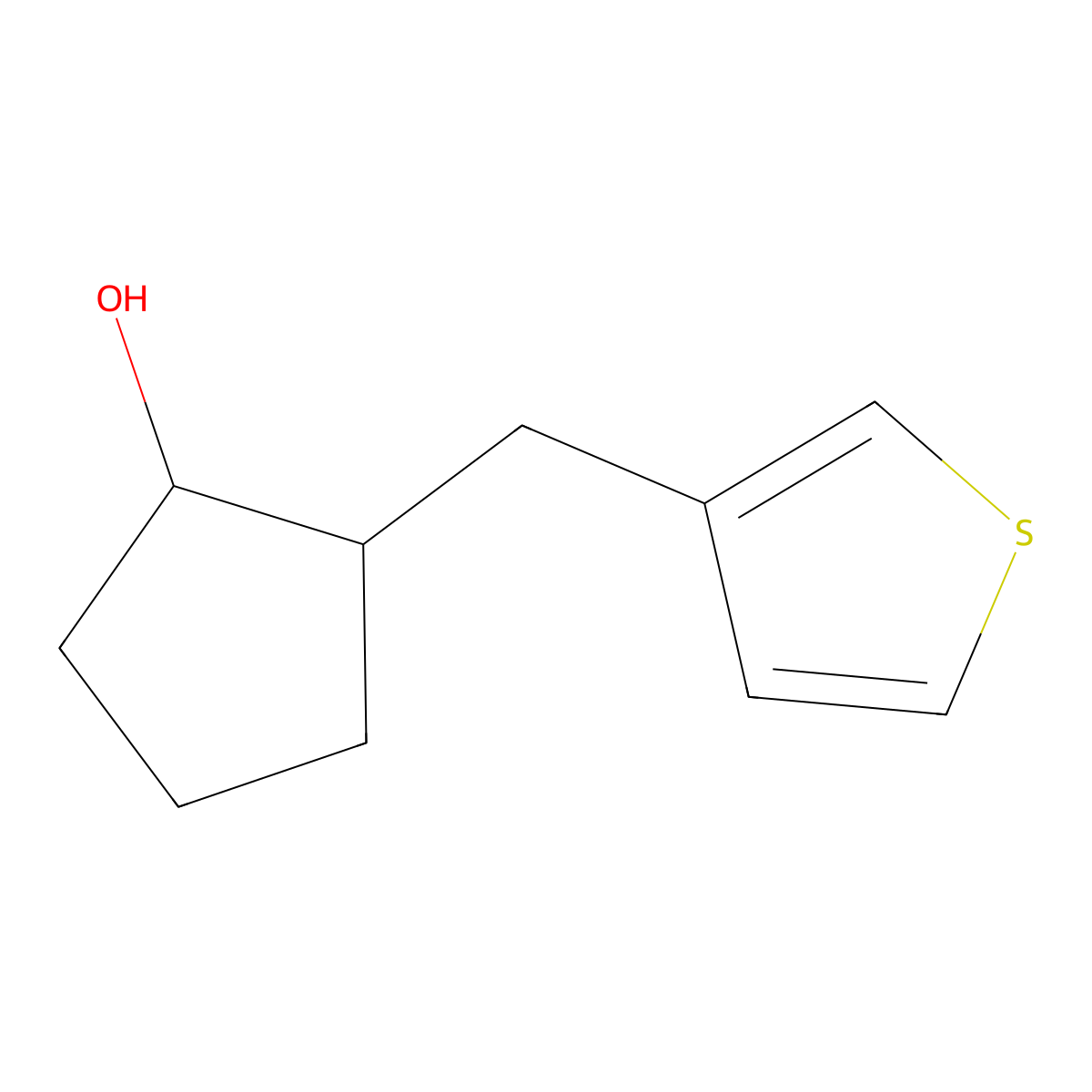 2-(Thiophen-3-ylmethyl)cyclopentan-1-ol molecular structure, CAS 1308070-00-9