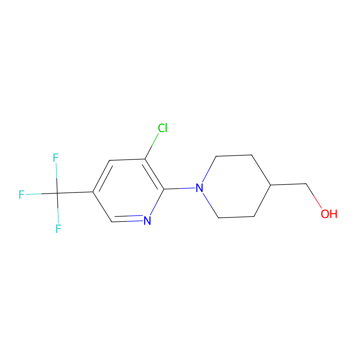 (1-(3-Chloro-5-(trifluoromethyl)pyridin-2-yl)piperidin-4-yl)methanol molecular structure, CAS 1308146-14-6
