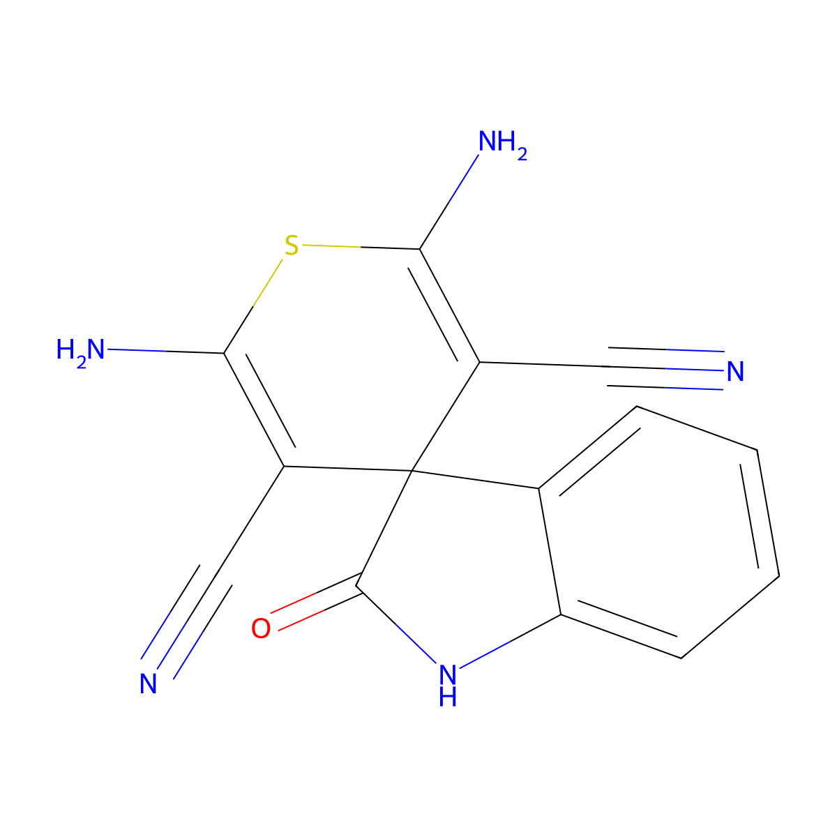 2',6'-diamino-2-oxospiro[1H-indole-3,4'-thiopyran]-3',5'-dicarbonitrile molecular structure, CAS 130817-25-3