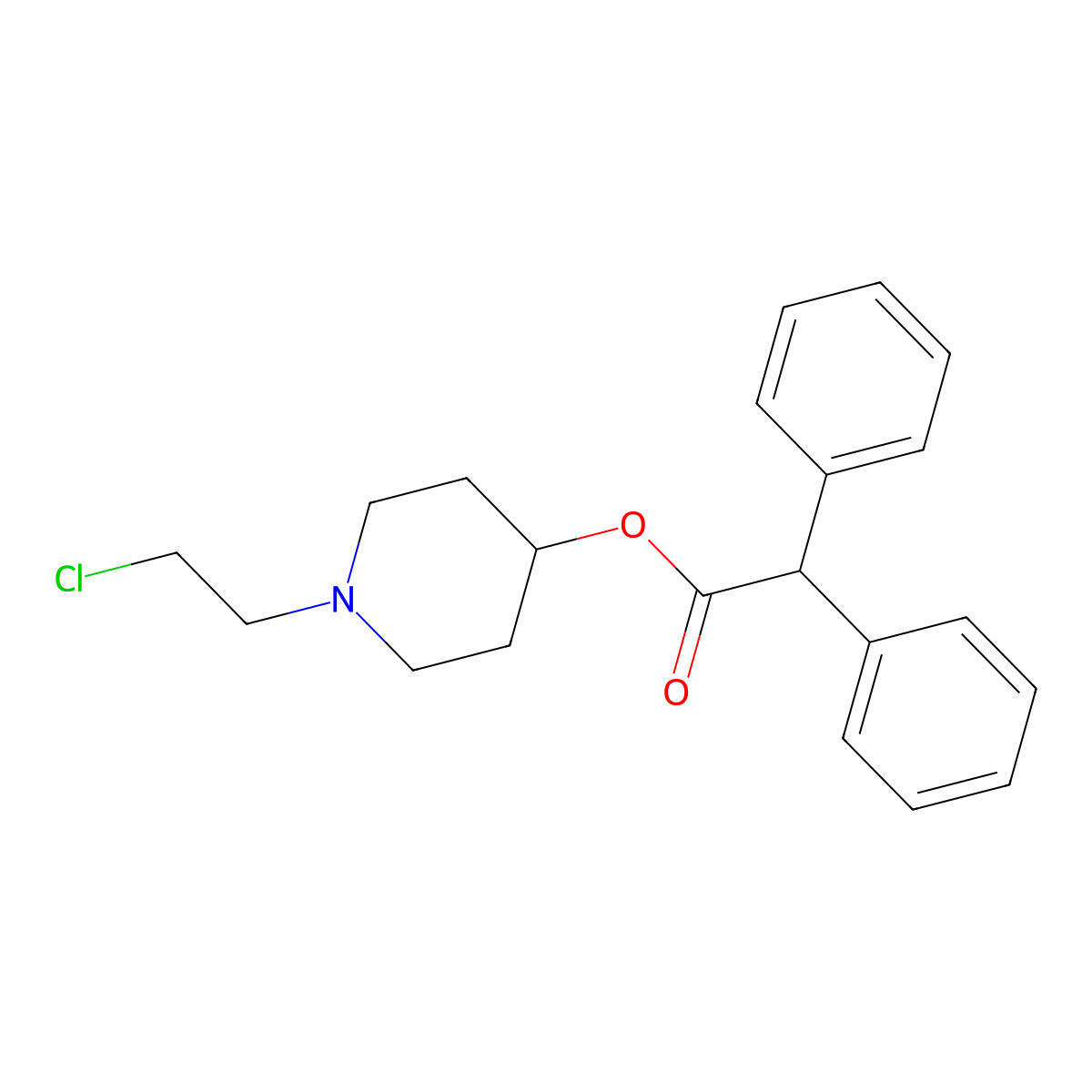 N-(2-chloroethyl)-4-piperidinyl diphenylacetate molecular structure, CAS 130817-71-9