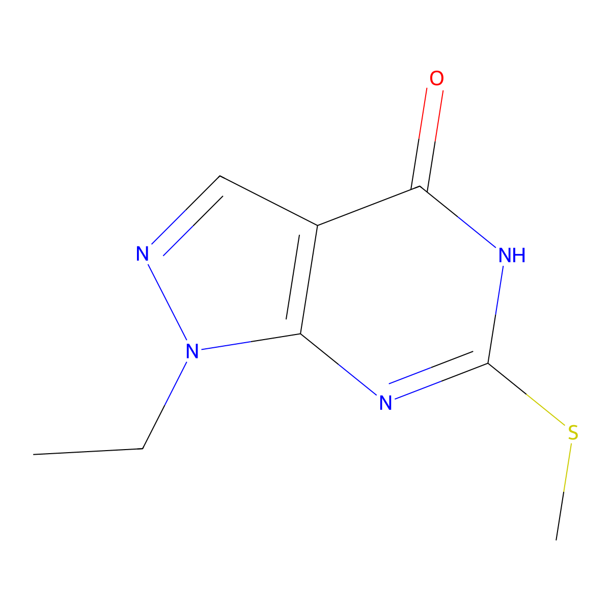 1-Ethyl-6-(methylthio)-1H-pyrazolo[3,4-d]pyrimidin-4-ol molecular structure, CAS 130819-71-5