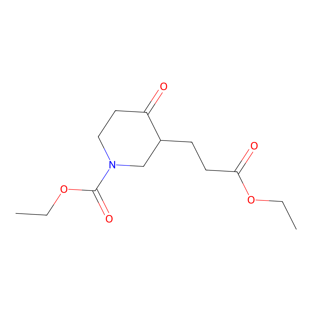 Ethyl 3-(3-ethoxy-3-oxopropyl)-4-oxopiperidine-1-carboxylate molecular structure, CAS 130819-99-7