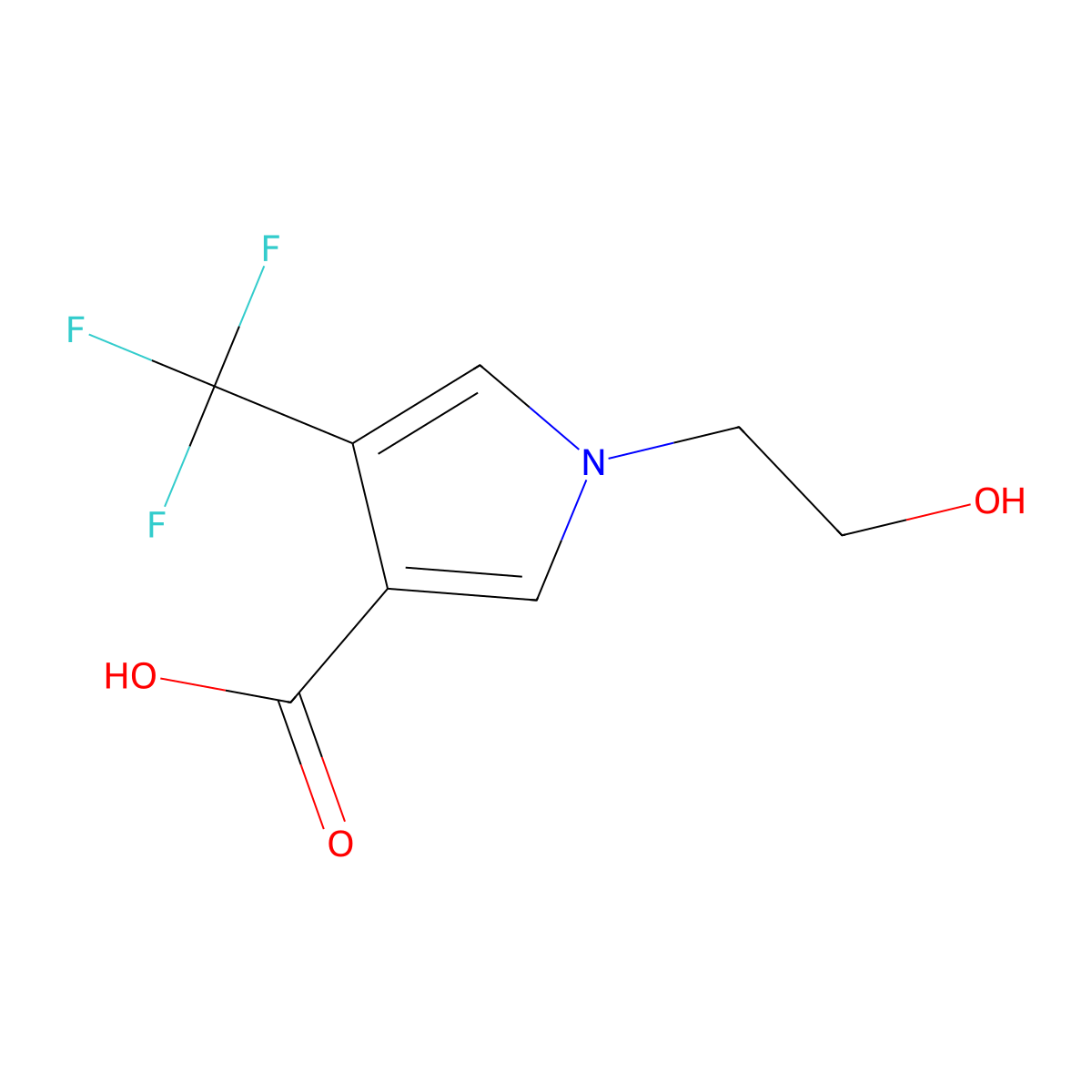 1-(2-hydroxyethyl)-4-(trifluoromethyl)-1H-pyrrole-3-carboxylic acid molecular structure, CAS 1308193-82-9