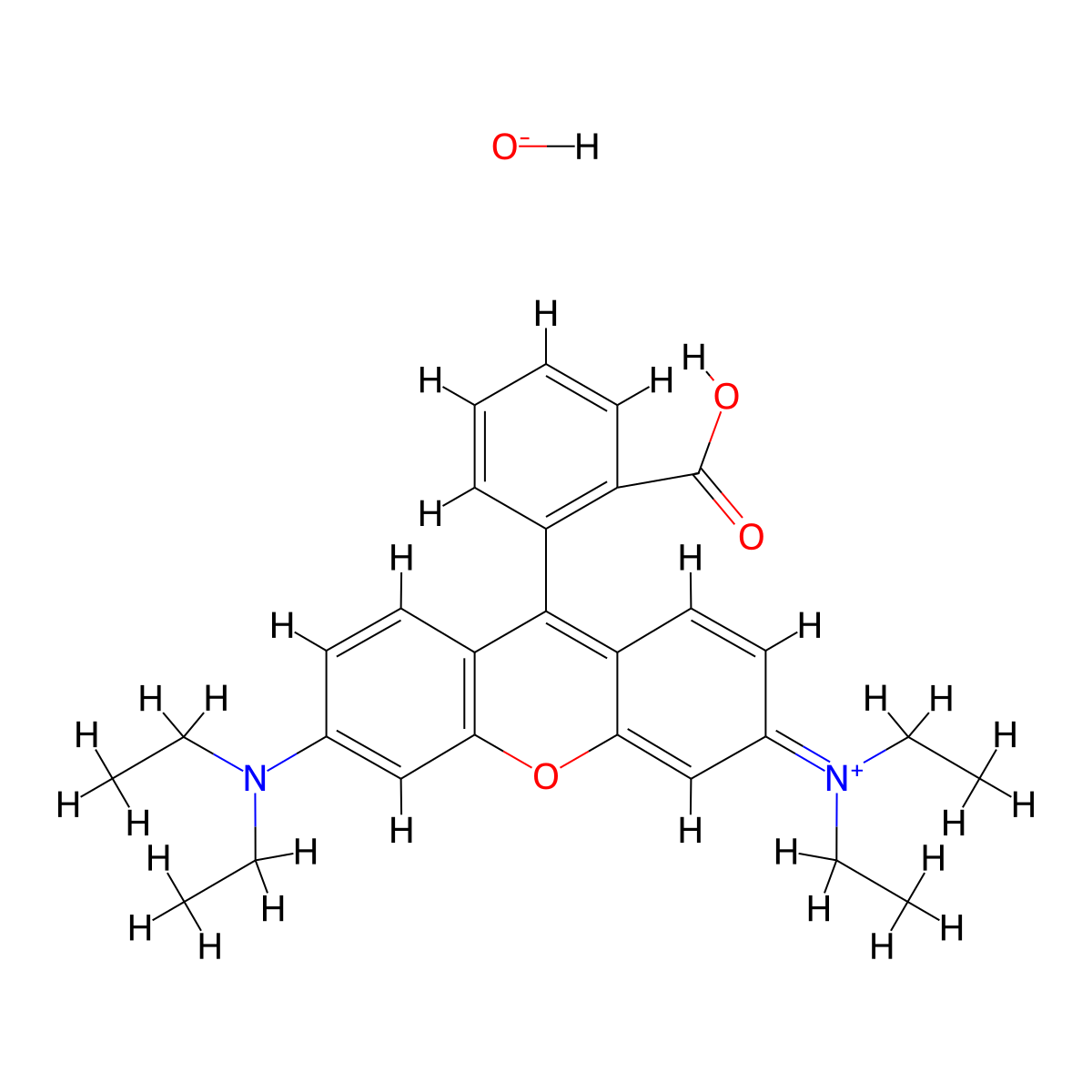 Xanthylium, 9-(2-carboxyphenyl)-3,6-bis(diethylamino)-, hydroxide (1:1) molecular structure, CAS 13082-47-8