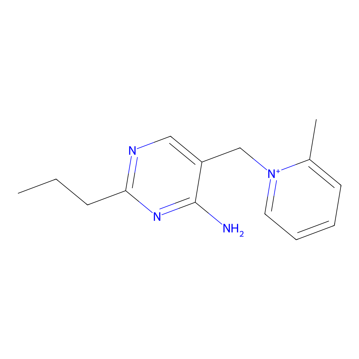 Amprolium ion molecular structure, CAS 13082-85-4