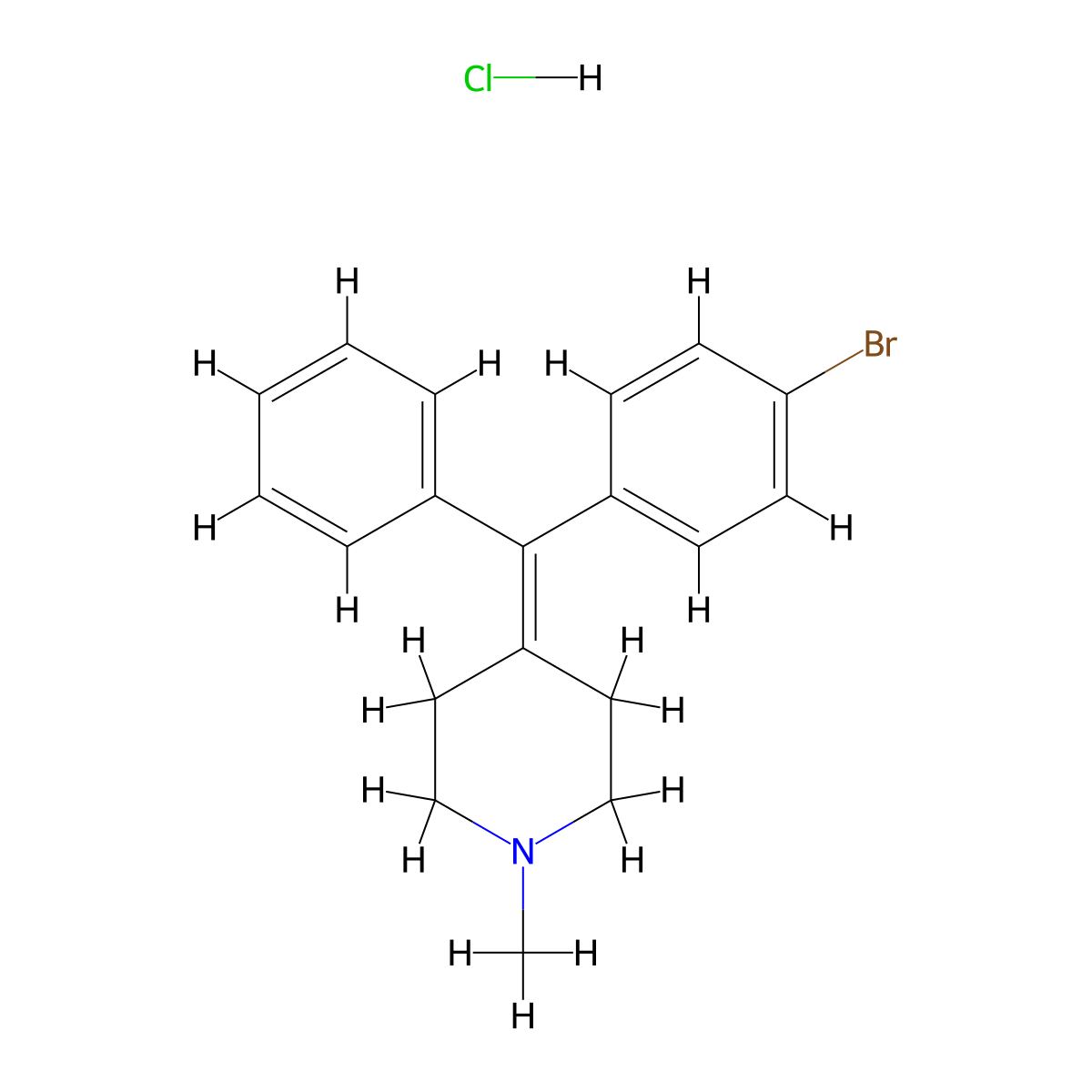 Piperidine, 4-((4-bromophenyl)phenylmethylene)-1-methyl-, hydrochloride molecular structure, CAS 130820-47-2