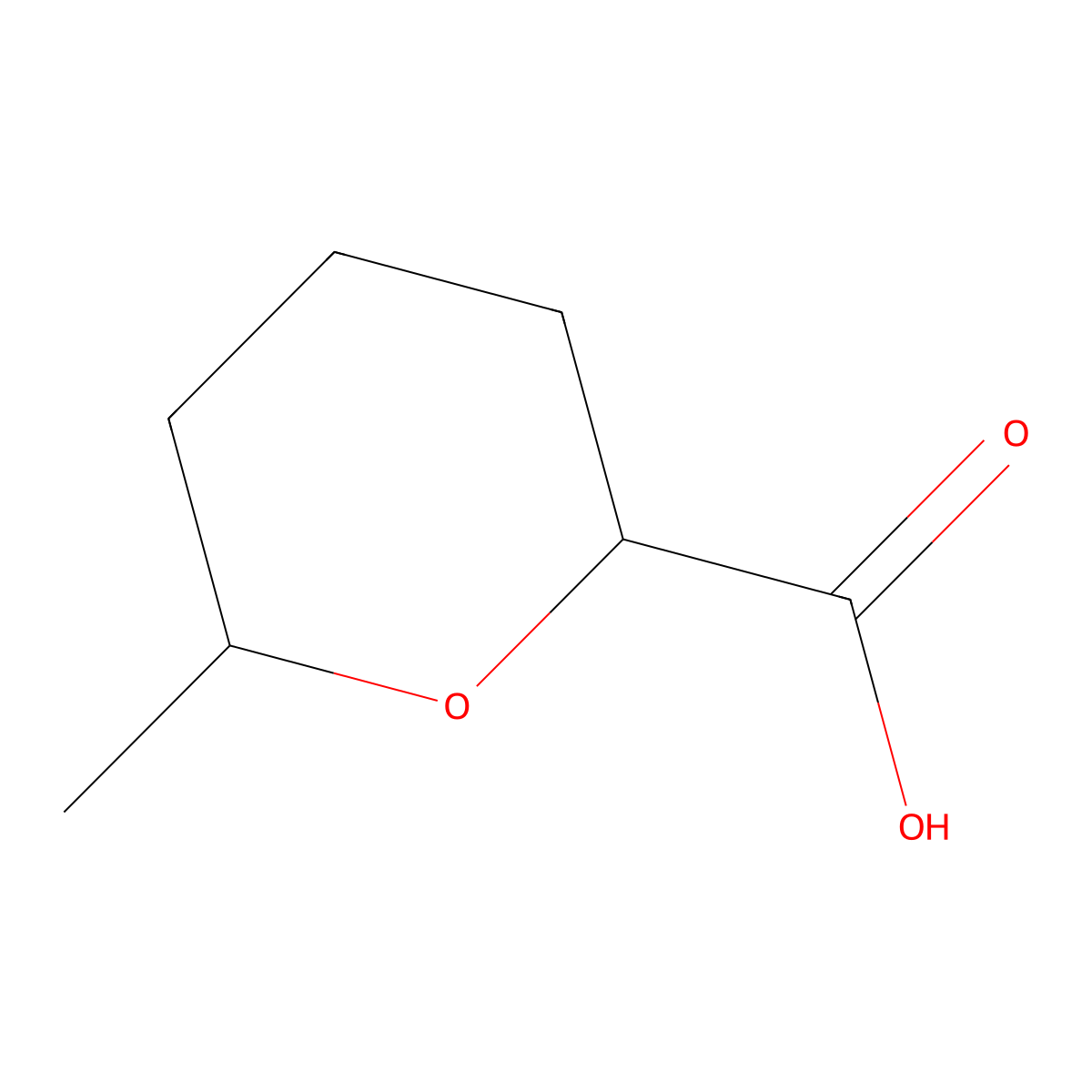 rac-(2R,6R)-6-methyloxane-2-carboxylic acid molecular structure, CAS 130822-04-7