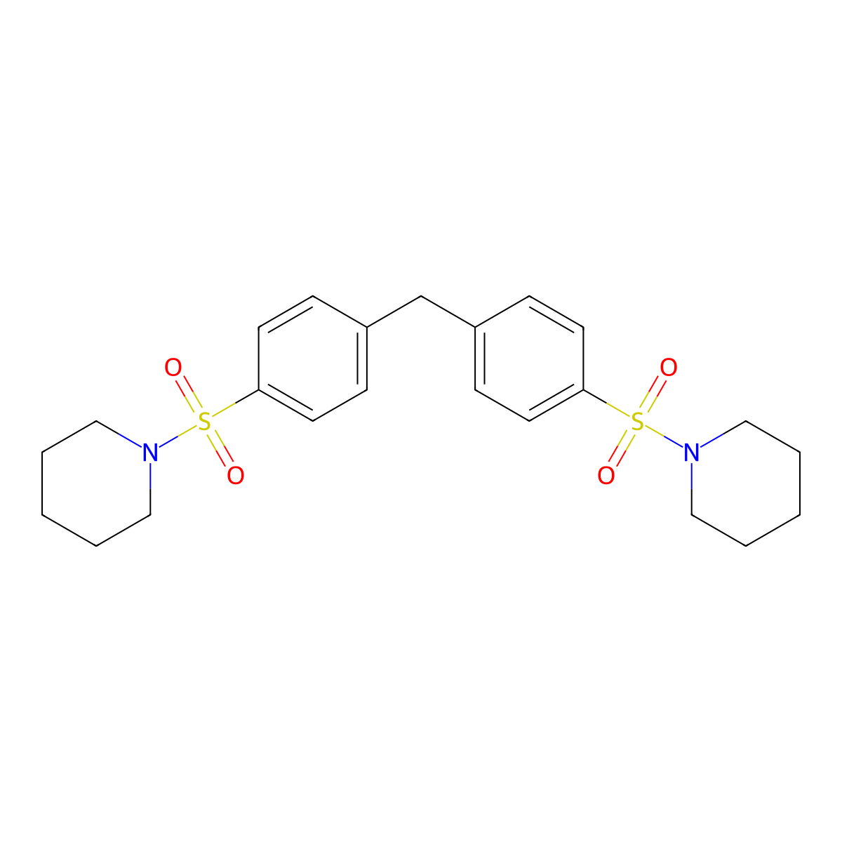 1-[4-[(4-Piperidin-1-ylsulfonylphenyl)methyl]phenyl]sulfonylpiperidine molecular structure, CAS 130823-97-1